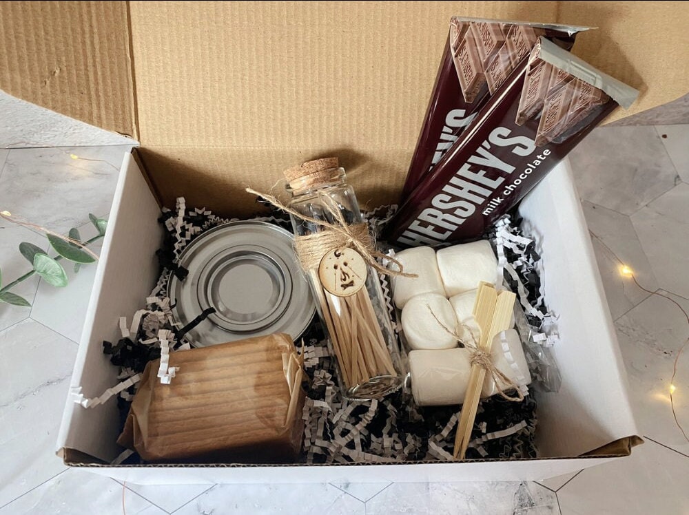 S'mores Kit Gift Set, Large Campfire Matches, Glass Jar Matches, Smores