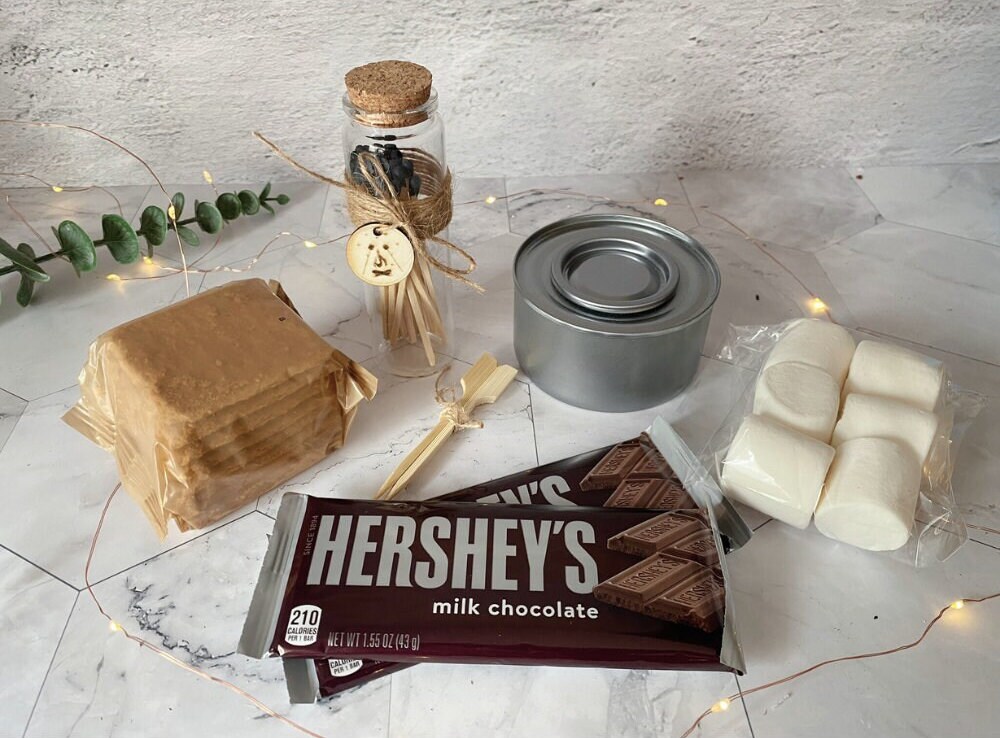 S'mores Kit Gift Set, Large Campfire Matches, Glass Jar Matches, Smores