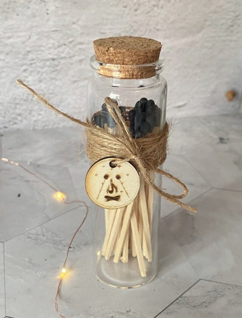 S'mores Kit Gift Set, Large Campfire Matches, Glass Jar Matches, Smores