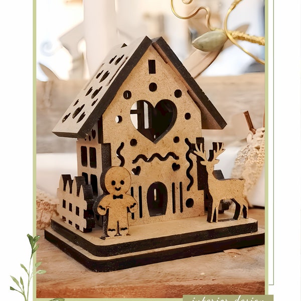 Village de Noël en bois - Maisons de Noël en bois - Pièce unique à personnaliser - Livraison express avant Noël 2023