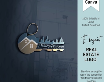 Real Estate Logo, Realtor Logo With Key, House Logo, Property Management Logo, Key Logo, Diy Logo, Editable Logo, Premade Logo, Custom Logo