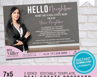 Real Estate Postcard, Agent Postcard, Realtor Postcards, Hello Neighbor Card, Realtor Farming, Real Estate Marketing, Real Estate Flyer