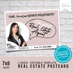 Postal de bienes raíces / Postal de agente / Postales de agentes inmobiliarios / Hola tarjeta de vecino / Agricultura de agentes inmobiliarios / Marketing inmobiliario / Folleto inmobiliario