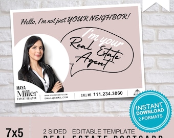 Real Estate Postcard | Agent Postcard | Realtor Postcards | Hello Neighbor Card | Realtor Farming | Real Estate Marketing |Real Estate Flyer
