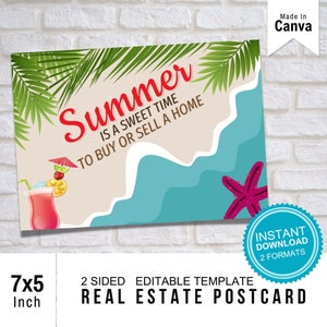 Real Estate Postcard, Summer Realtor Postcard, Agent Postcard, Farming Postcard, Real Estate Summer Handout, Summer Real Estate Marketing