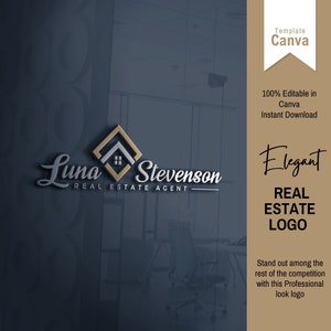 Real Estate Logo, Realtor Logo, Real Estate Agent Signature Logo, Realty Logo, Property Management Logo, Editable logo, Diy Logo, Canva Logo