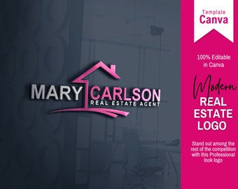 Logo immobiliare/Logo agente immobiliare/Logo modificabile/Logo fai da te/Design logo/Logo della casa/Logo della firma/Agente immobiliare/Modello Canva