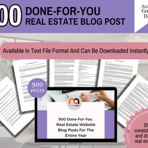 900 Done-For-You Real Estate Blog Posts, Real Estate Blog Article, Real Estate Marketing, Canva Template, Pre-written Blog Posts, Blogs