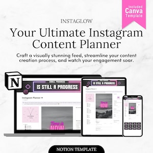 Notion Template Aesthetic Instagram Planner, Social Media Planner, For Influencer, Content Creator, Social Media Manager, Business Owner