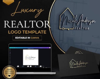 Modern Luxury Realtor Logo Template | Editable Canva Real Estate Branding