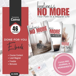 Done For You Plr Ebook Loneliness No More, Plr Templates For Mindset Coach, Mental Health Coach Content, Life Coaching Templates Canva