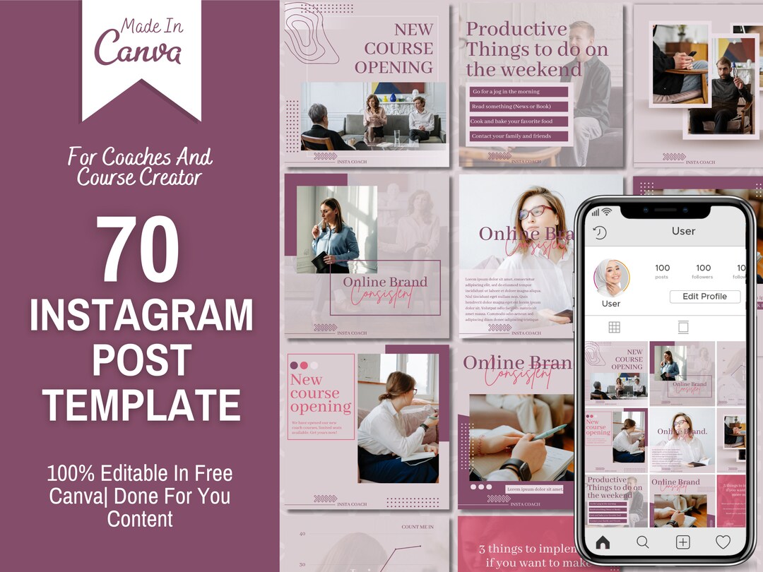Coach Introduction Post Instagram Post Template for Coach, Coaching Instagram Template Canva ...
