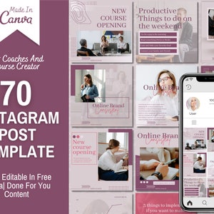 Instagram Post Template For Coach, Coaching Instagram Template Canva, Life Coach Instagram, Coach Instagram Feed Template, Coaching Business