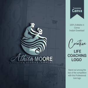Life Coaching Logo, Massage Therapy Logo, Healing Logo, Therapist Logo, Wellness Logo, Editable Logo, Massage Instructor, Massage Logo