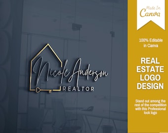 Real Estate Logo | Realtor Logo | Editable Logo Realtor | Realtor Logo With Key | Realtor Logo Design Luxury | Real Estate Agent Logo