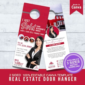 Real Estate Door Hanger, Realtor Door Hanger, Door Tags, Real Estate Farming, Realtor Door Knocker, Realtor Marketing, Neighborhood Flyer