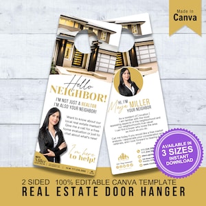 Real Estate Door Hangers, Realtor Door Hangers, Realtor Door Knocking, Real Estate Farming, Real Estate Door Tag, Neighborhood Flyer