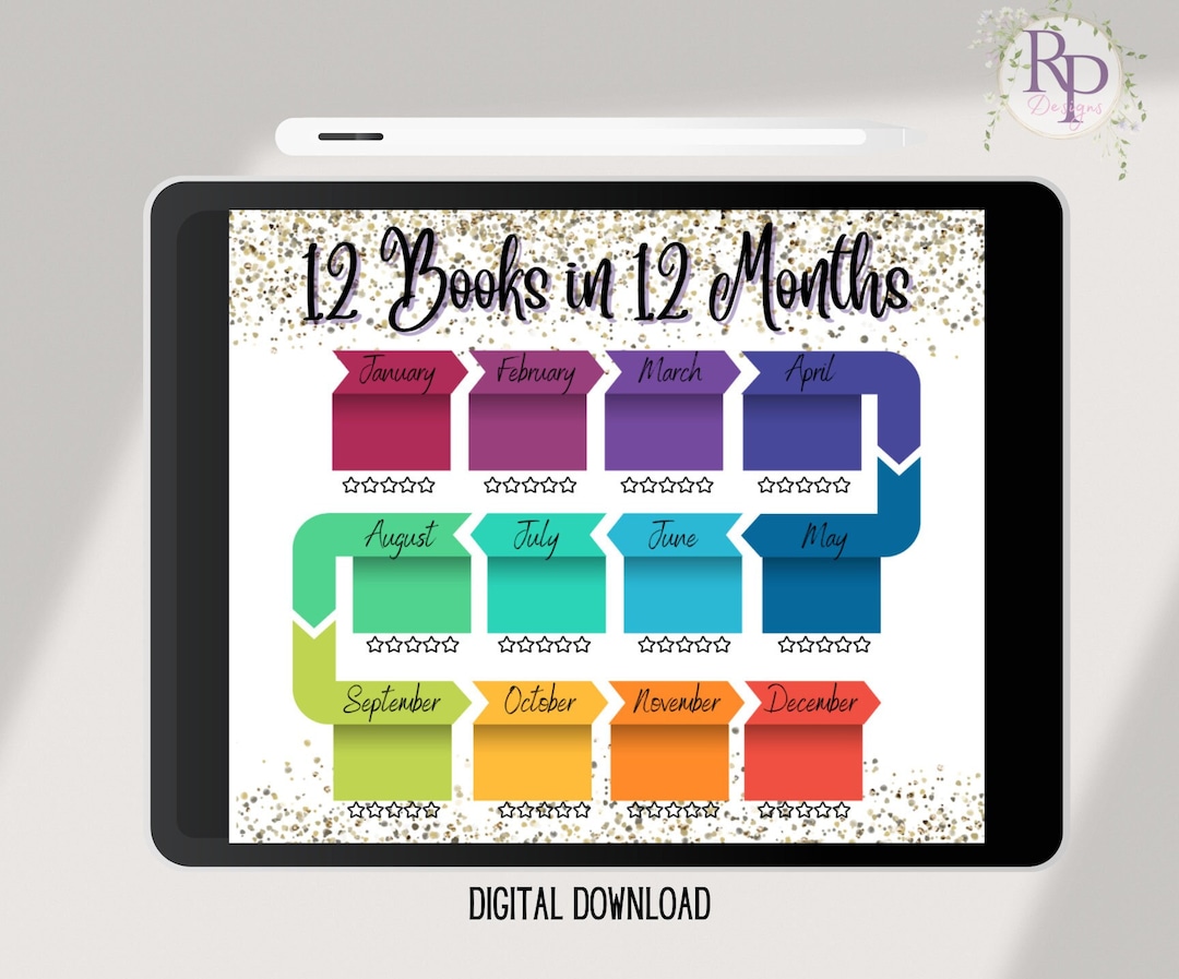 12 Books in 12 Months Tracker Colorful Monthly Reading Etsy 12 Books in 12 Months Tracker Colorful Monthly Reading Etsy