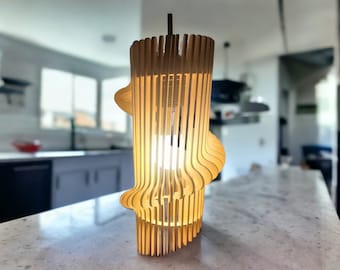 Mid Century Modern Wood Chandelier: Sustainable Hanging Lamp