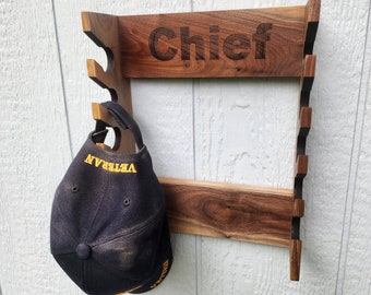 Hat organizer for 10 Baseball hats, hat hanger, hat storage, hat holder, hat rack for wall, hat display, gift for daddy, vertical hat rack