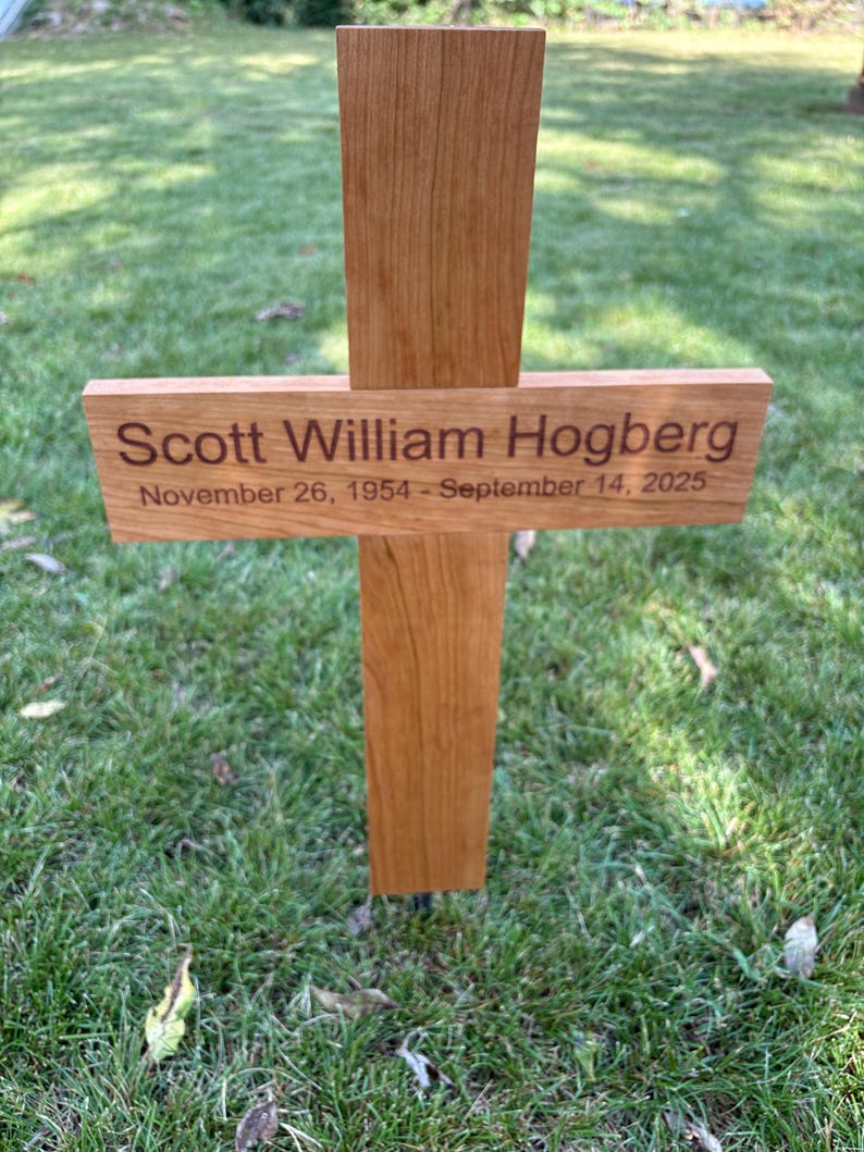 Cemetery Cross Rip Personalized Wooden Memorial Cross With Stake – Custom Grave Marker for ...