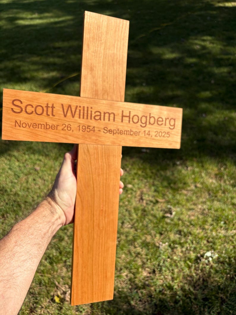 Cemetery Cross Rip Personalized Wooden Memorial Cross With Stake – Custom Grave Marker for ...