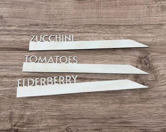 Personalized Garden Markers: Laser Cut Wood Plant Tags, Herb & Vegetable Stakes