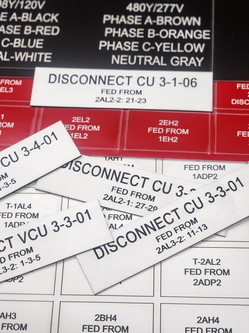 Engraved Electrical Panel Labels, Phenolic Labels, Breaker Box Labels, Electric Meter Tags