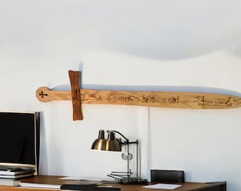 Handcrafted Wood Sword: Bible Verse Christian Wall Art