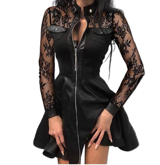 Lace and cheap leather dress