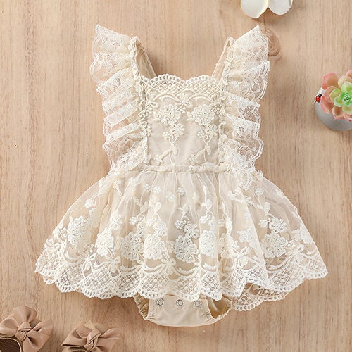 BEBE LACE OVERLAY ROMPER - Lollypop Lane Kidswear