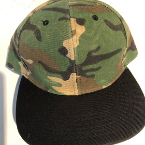 Green Camouflage Baseball Hat with Black Rim