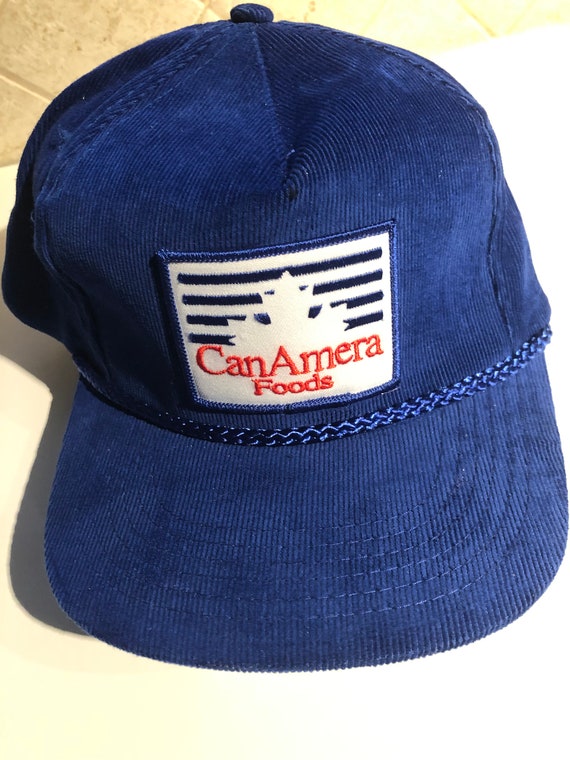 Vintage Can Amera Foods Blue Corduroy Baseball Hat