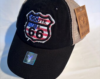 Route 66 Black and Tan Baseball Hat NWT