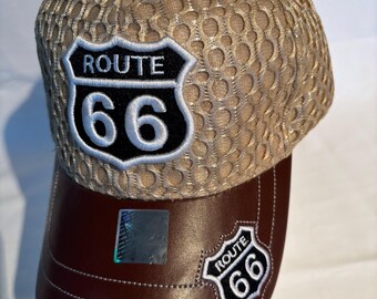 Route 66 Beige  and Brown Baseball Hat