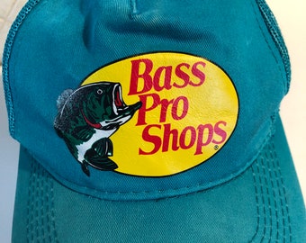 Vintage Bass Pro Shops Green White Yellow Red Mesh Snapback