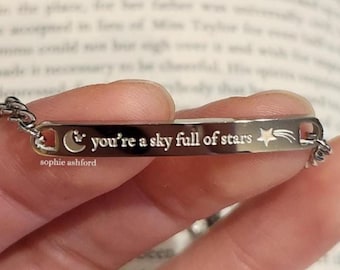 Pulsera con diseño grabado "Sky of Stars" inspirada en CP, regalo perfecto para amigos y familiares, joyería con temática de artistas musicales, letras grabadas en ambos lados.