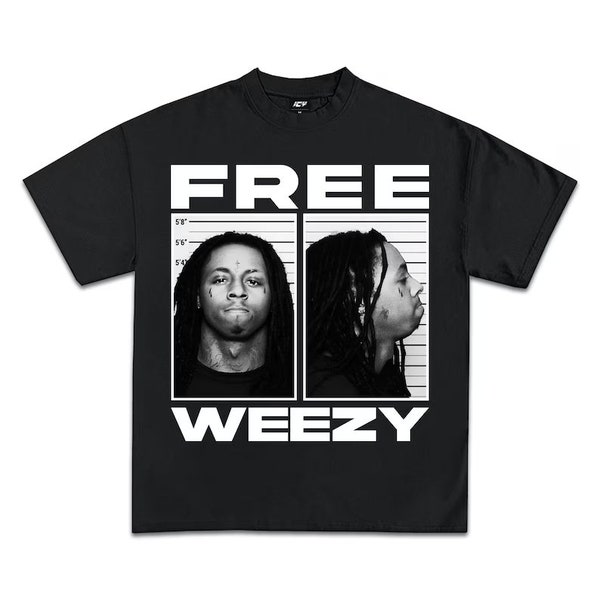 Free Weezy Lil Wayne Jumbo T-Shirt, Rap Tee Vintage Style Concert Graphic Face Tee, Rare Hip Hop Young Money Drake, Music T-Shirt