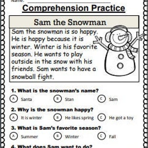10 Winter Reading Comprehension Stories