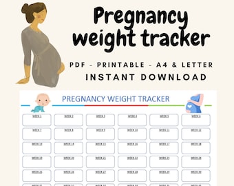 Pregnancy weight tracker printable, pregnancy weight gain chart, pregnancy weight gain template
