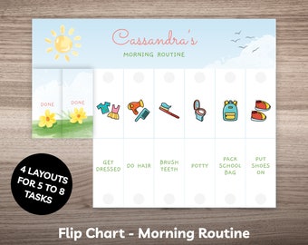 Editable Morning Routine Flip Chart for Kids Before School Routine Chart for Toddler Morning Visual Schedule Checklist with Pictures 0002