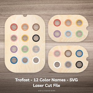 Flisat Insert Color Sort Trofast Bin Lid SVG Laser Cut File Digital Download Template for Kid Learning Colors Sorting Sensory Table Activity