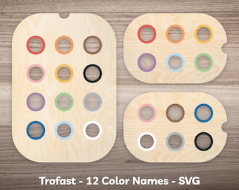 Flisat Insert Color Sort Trofast Bin Lid SVG Laser Cut File Digital Download Template for Kid Learning Colors Sorting Sensory Table Activity