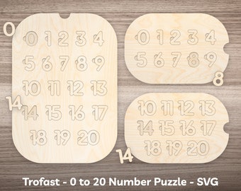 Flisat Insert Number Puzzle SVG Laser Cut File for Toddler Kids Number Learning Activity for Small Large Trofast Bin Lid and Sensory Table