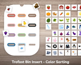 Color Sorting Activity Flisat Trofast Lid Insert Printable Template for Toddler Preschool Kindergarten Kids Learning Object Color Matching