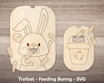 Lapin Flisat Insert SVG modèle pour couvercle de poubelle Trofast & Table sensorielle Flisat alimentation lapin activité pour tout-petits enfants activité de Pâques