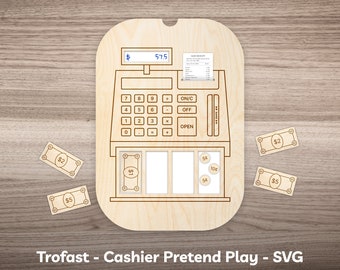 Cash Register Flisat Insert SVG Trofast Bin Lid Template for Cashier Pretend Play Kids Fun Sensory Table Activity Digital Laser Cut File