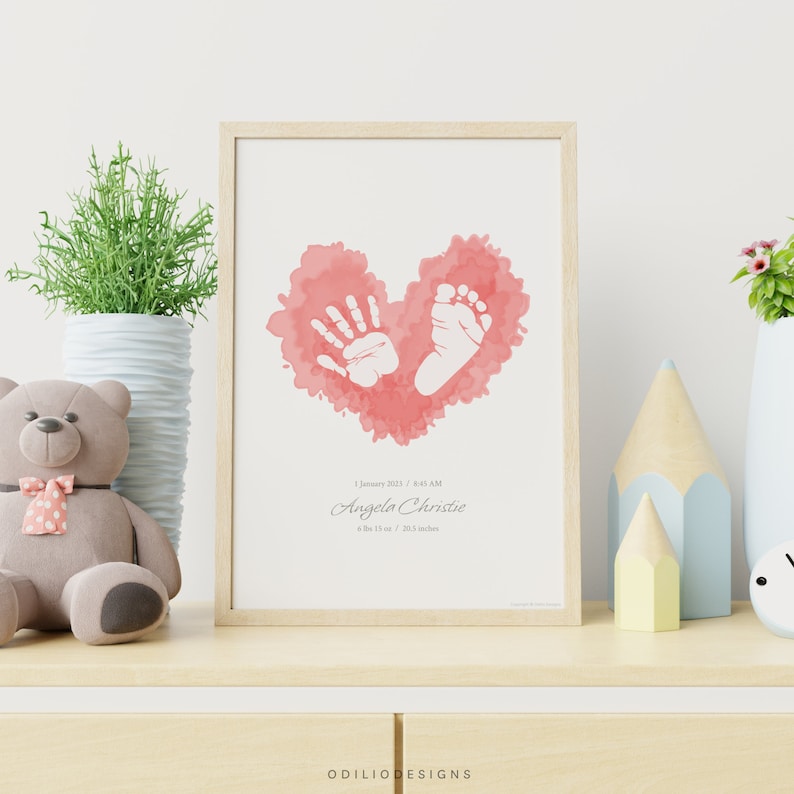 Personalized Baby Handprint Footprint Keepsake Printable Newborn Hand ...