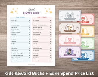Kids Reward Bucks Chart Printable Play Money for Kids Chore Chart Editable Mom Bucks Good Behavior Kids Reward System PDF Template Download