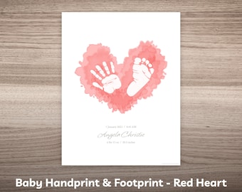 Personalisierte Baby Handabdruck Fußabdruck Andenken druckbare Neugeborenen Hand Fuß Füße Druck Kunst Handwerk Vorlage Benutzerdefinierter Name Geburt Stats Meilenstein